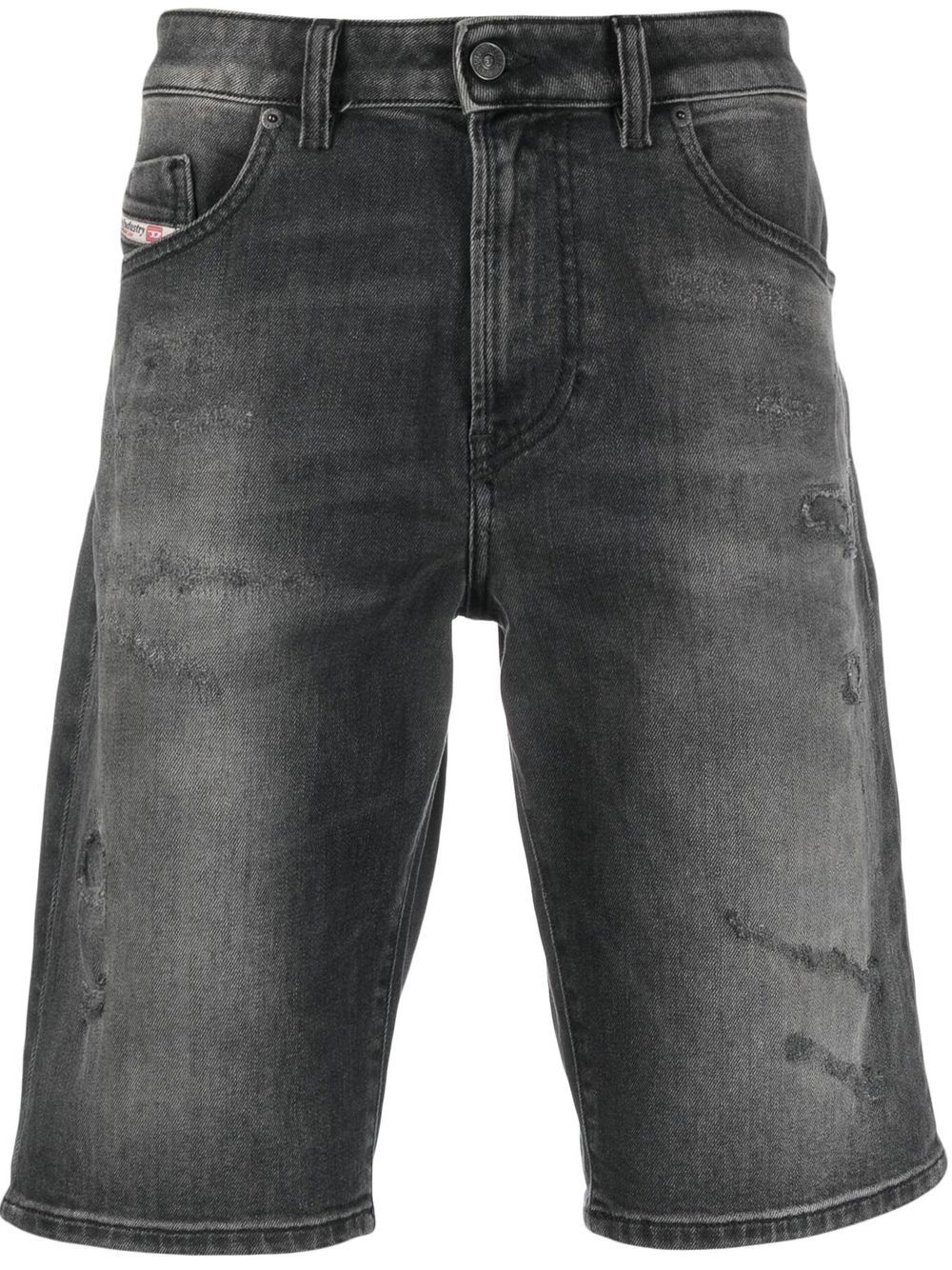 washed-effect denim shorts - 1