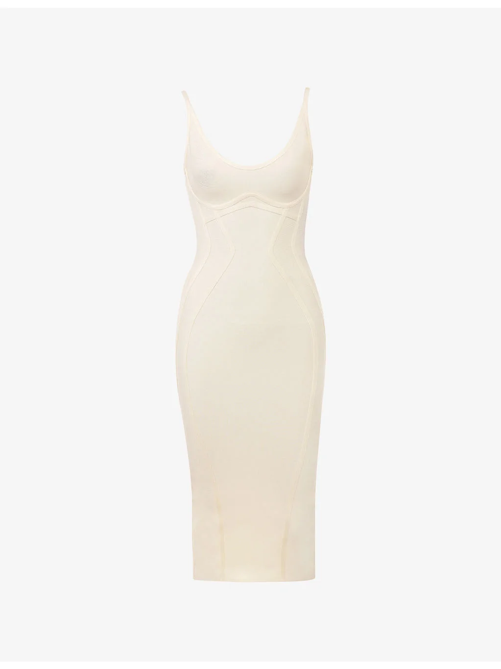 The Sculpt Halter-Neck Bandage Stretch-Woven Midi Dress - 1