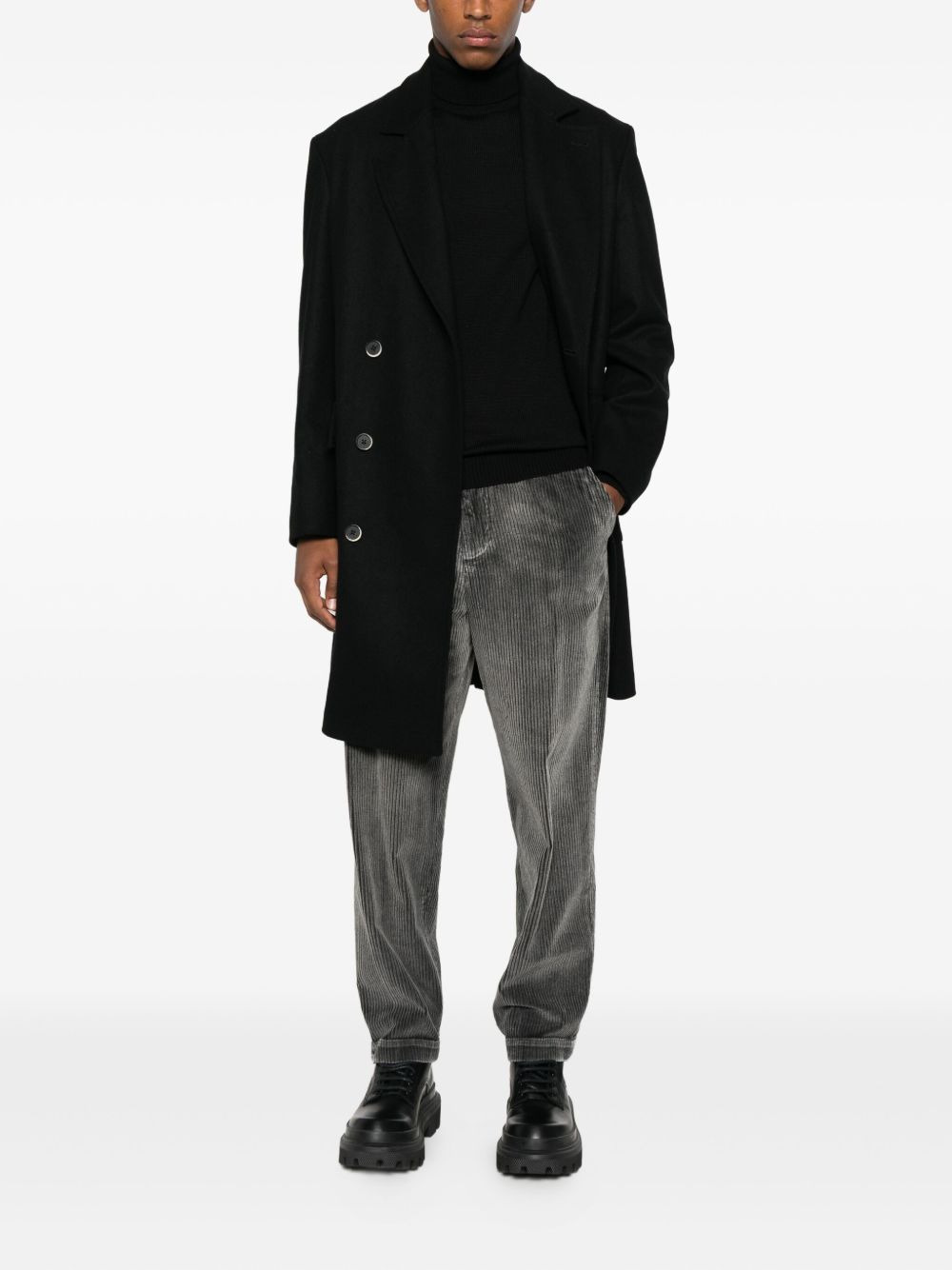 double-breasted patch-pocket coat - 2