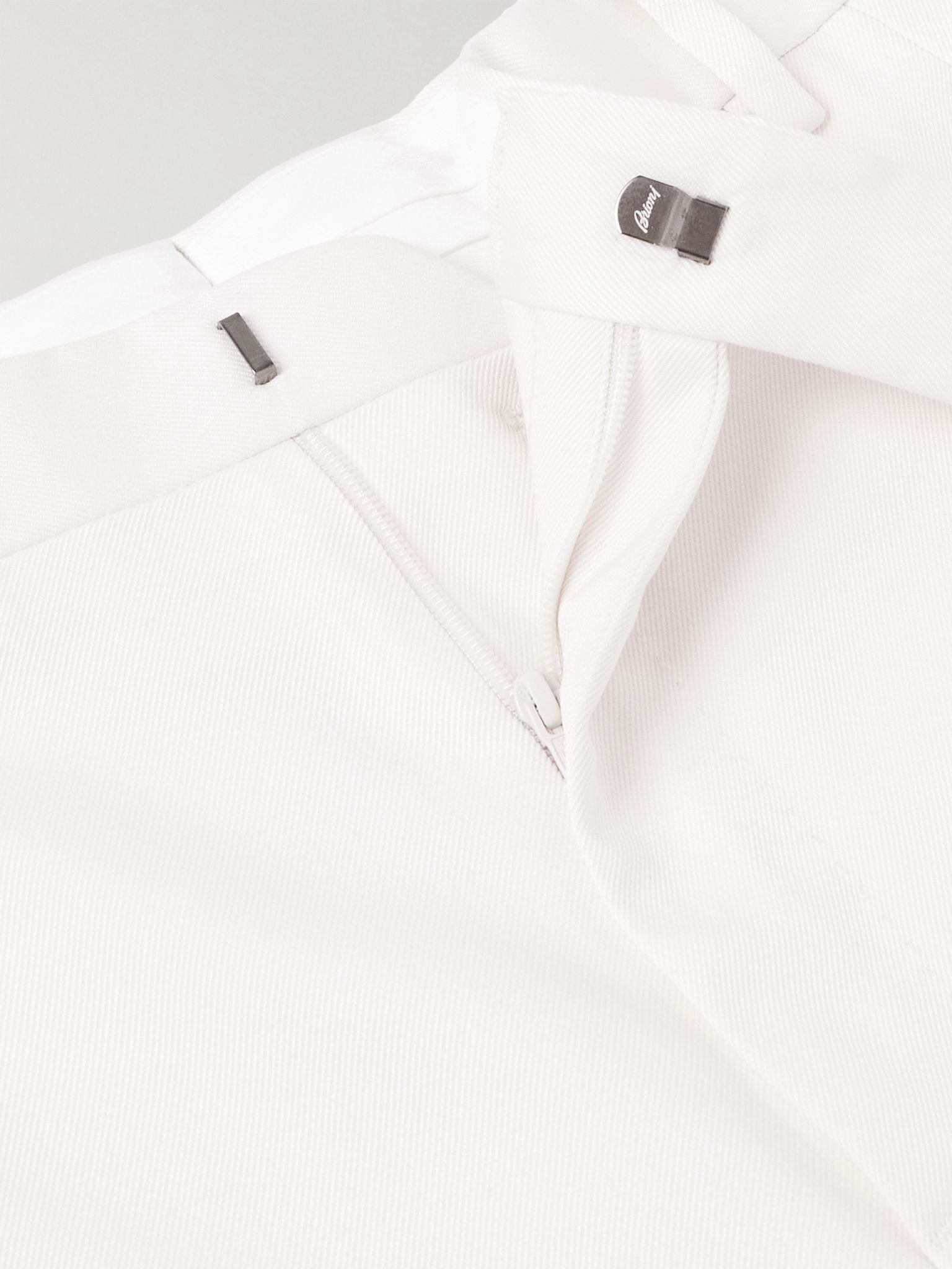 Tapered Pleated Silk-Twill Trousers Off-white - 6