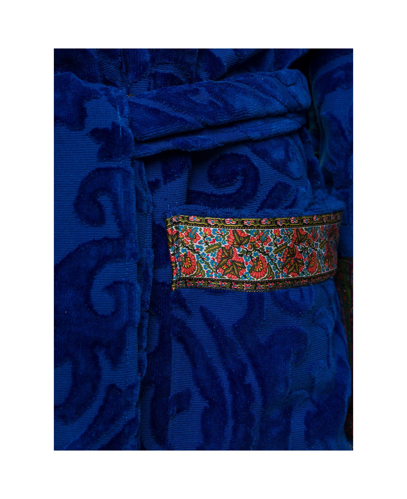 'new Tradition' Blue Hooded Bath Robe With Ornamental Print Etro Home - 2
