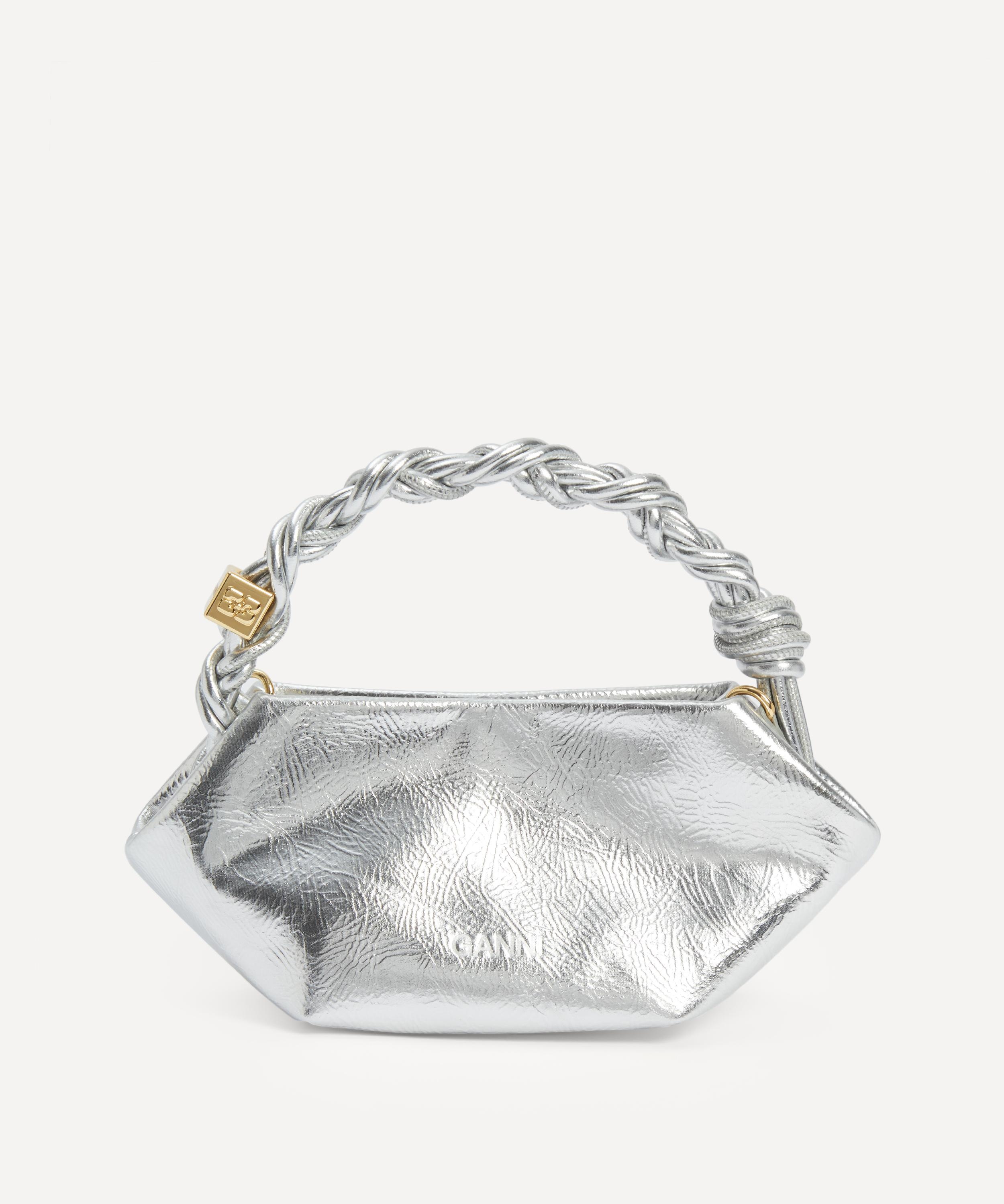 ショルダーバッグ・ポシェット Ganni Silver polyester nano Banner crossbody bag Ganni Silver Polyester Nano Banner Crossbody Bag – LOZURI®