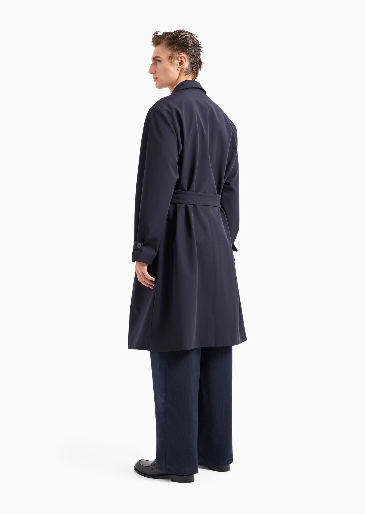 Single-breasted trench coat in technical jersey - 3