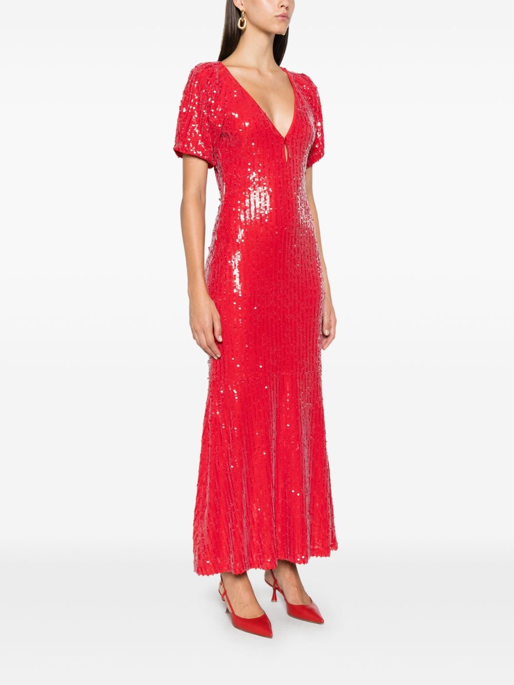 sequins V-neck midi dress - 3