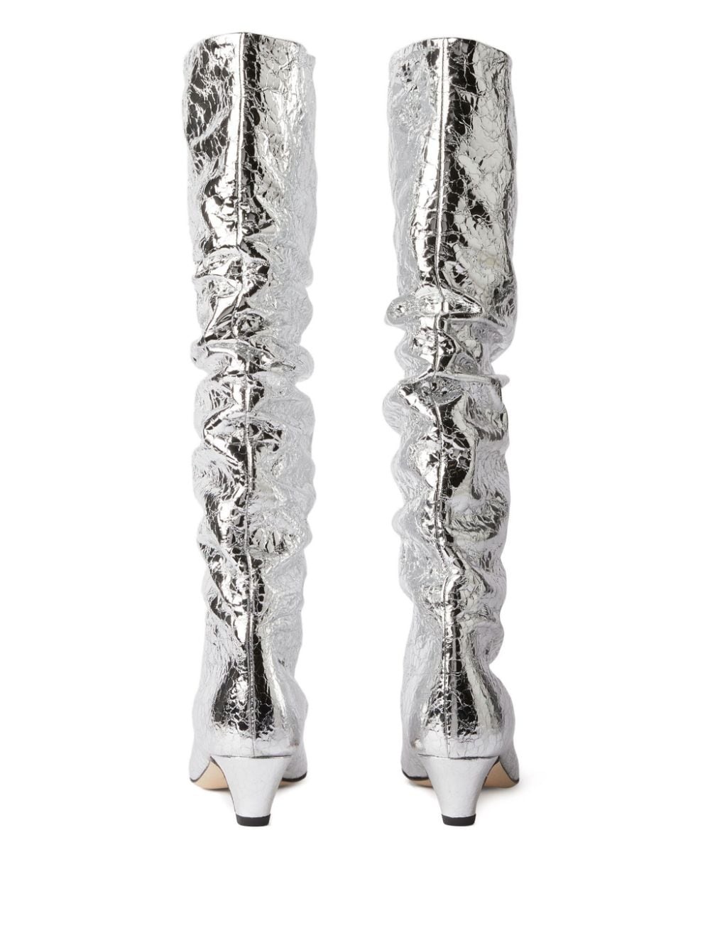 ruched foiled leather boots - 3