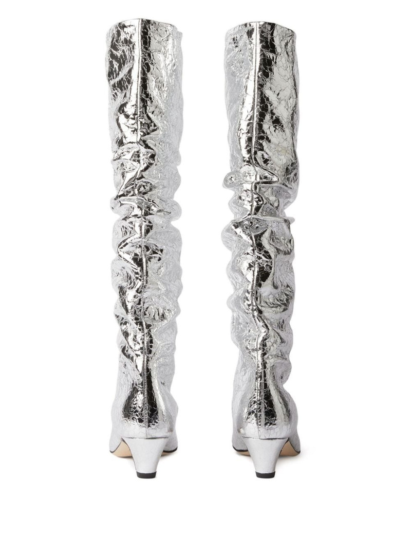 ruched foiled leather boots 3