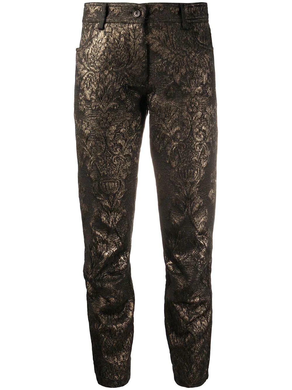 cropped metallic thread trousers - 1