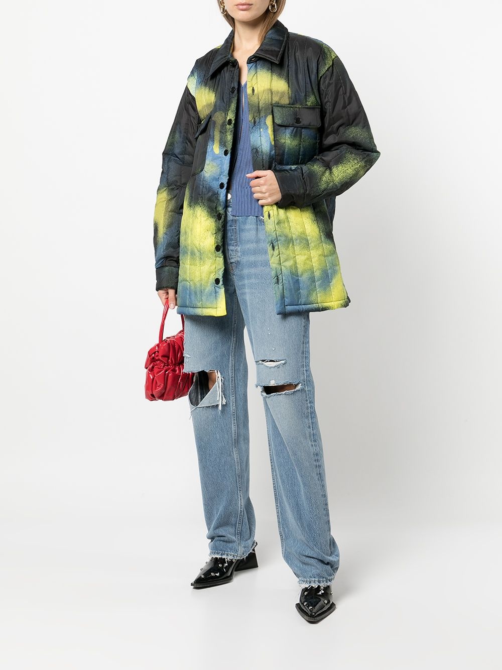 tie dye-print padded coat - 2