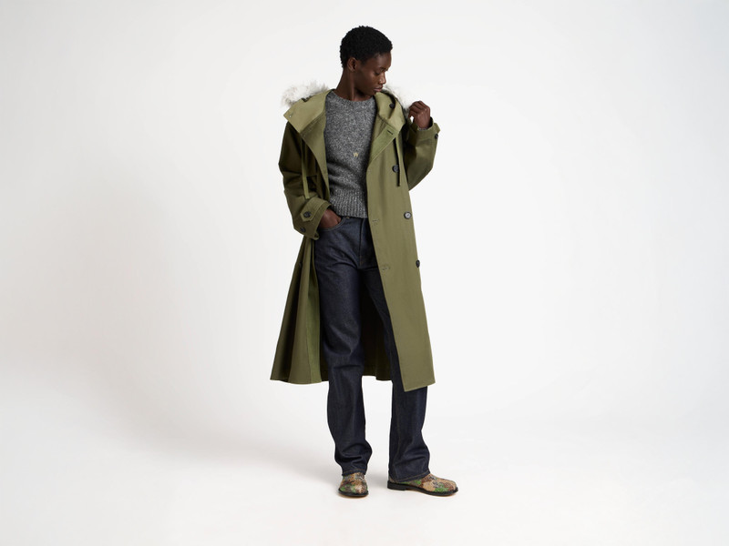 WOMENS DOUBLE BREASTED PARKA IN HUNTER GREEN 9