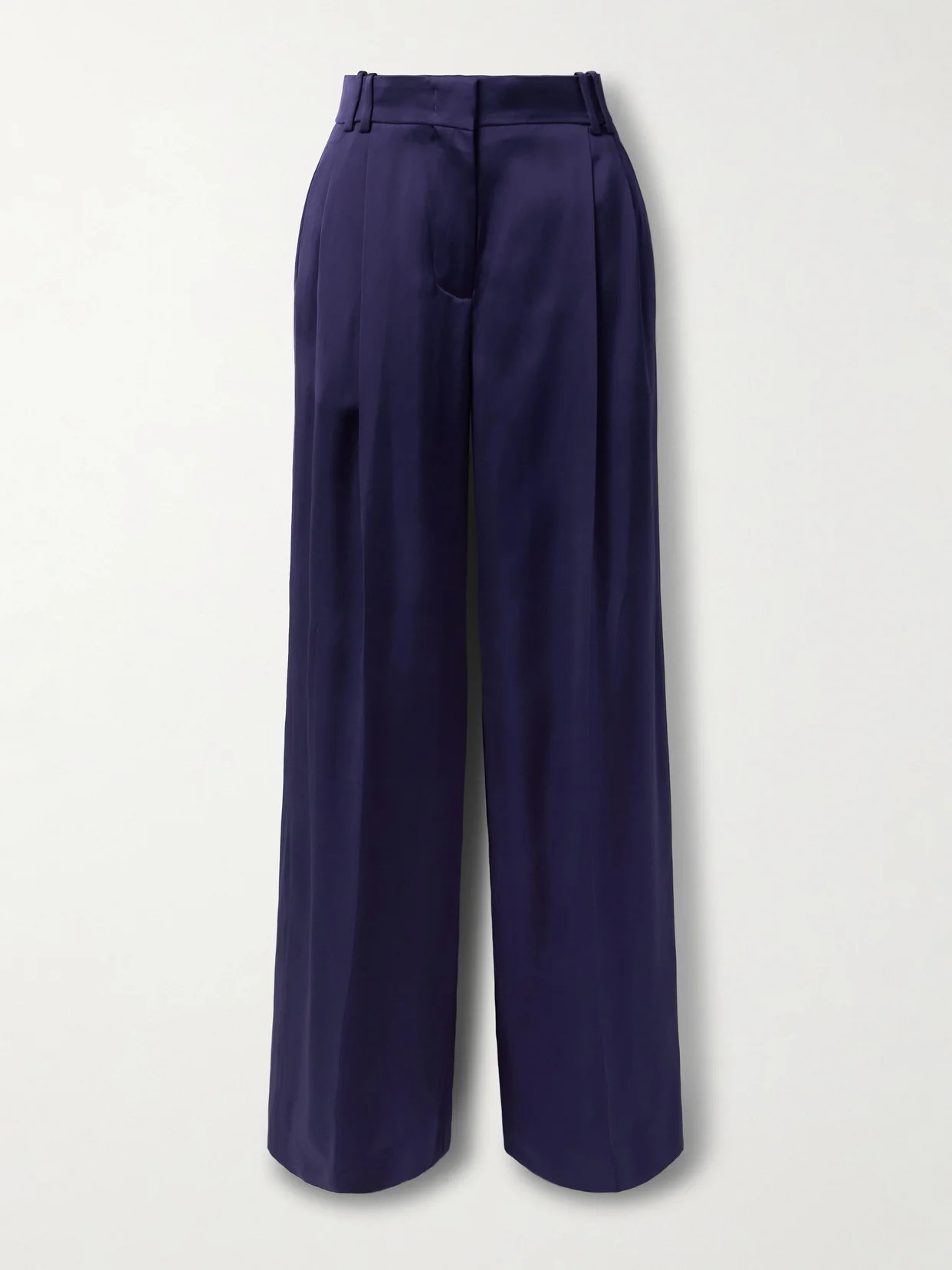 Pleated Satin Wide-leg Pants - 1