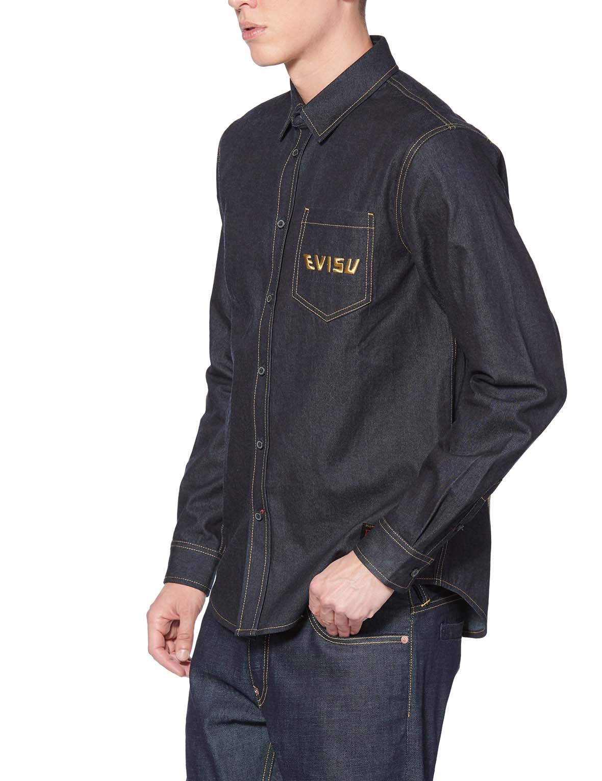 INK-LIKE EFFECT DAICOCK EMBROIDERED DENIM SHIRT - 4