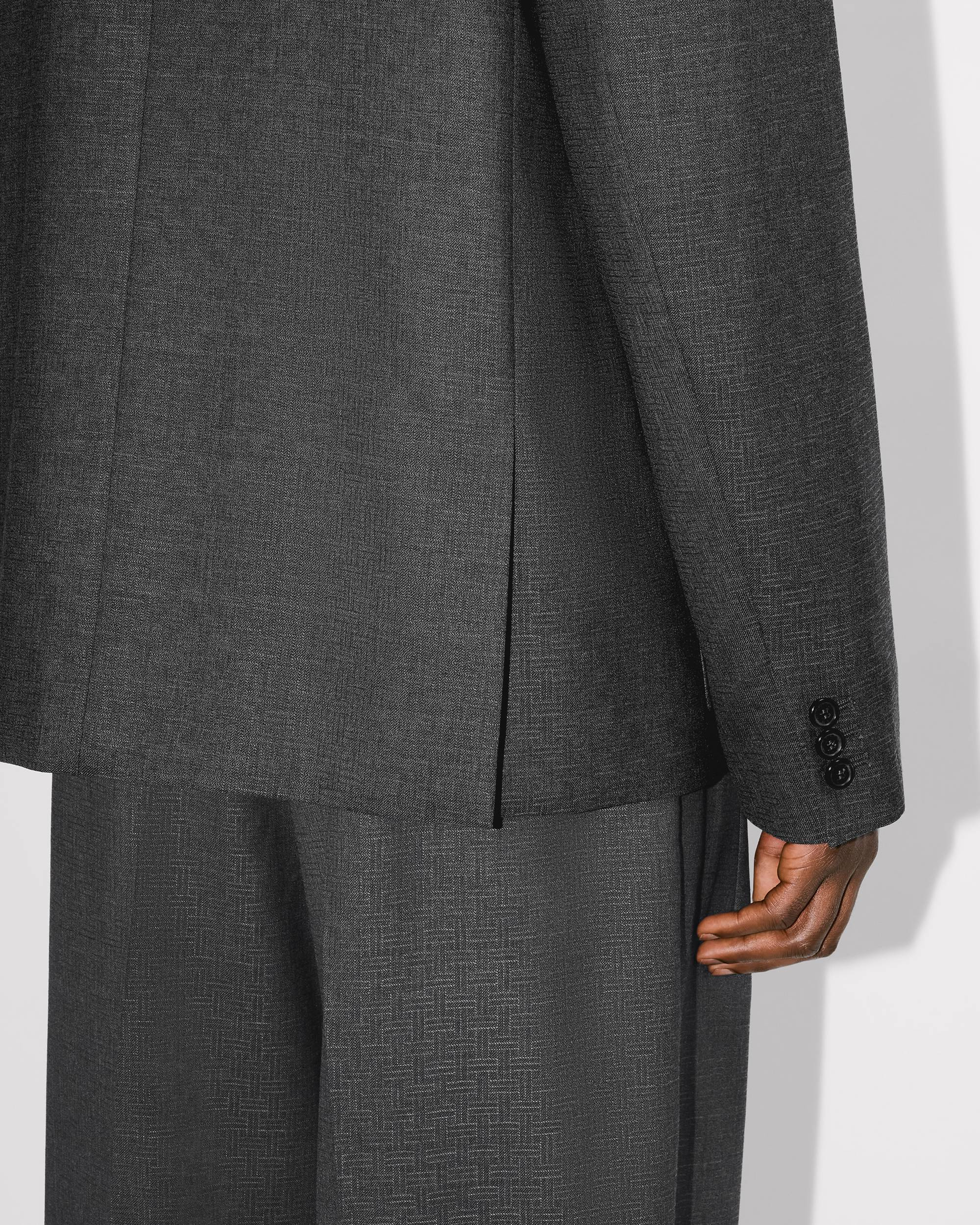 'KENZO Weave' adjusted tailored kimono jacket in wool jacquard - 7