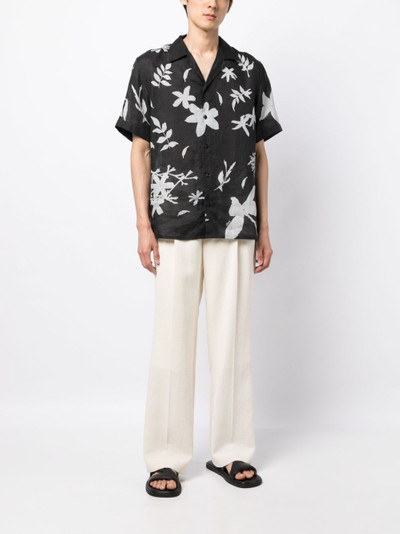 Brioni leaf-print linen shirt outlook