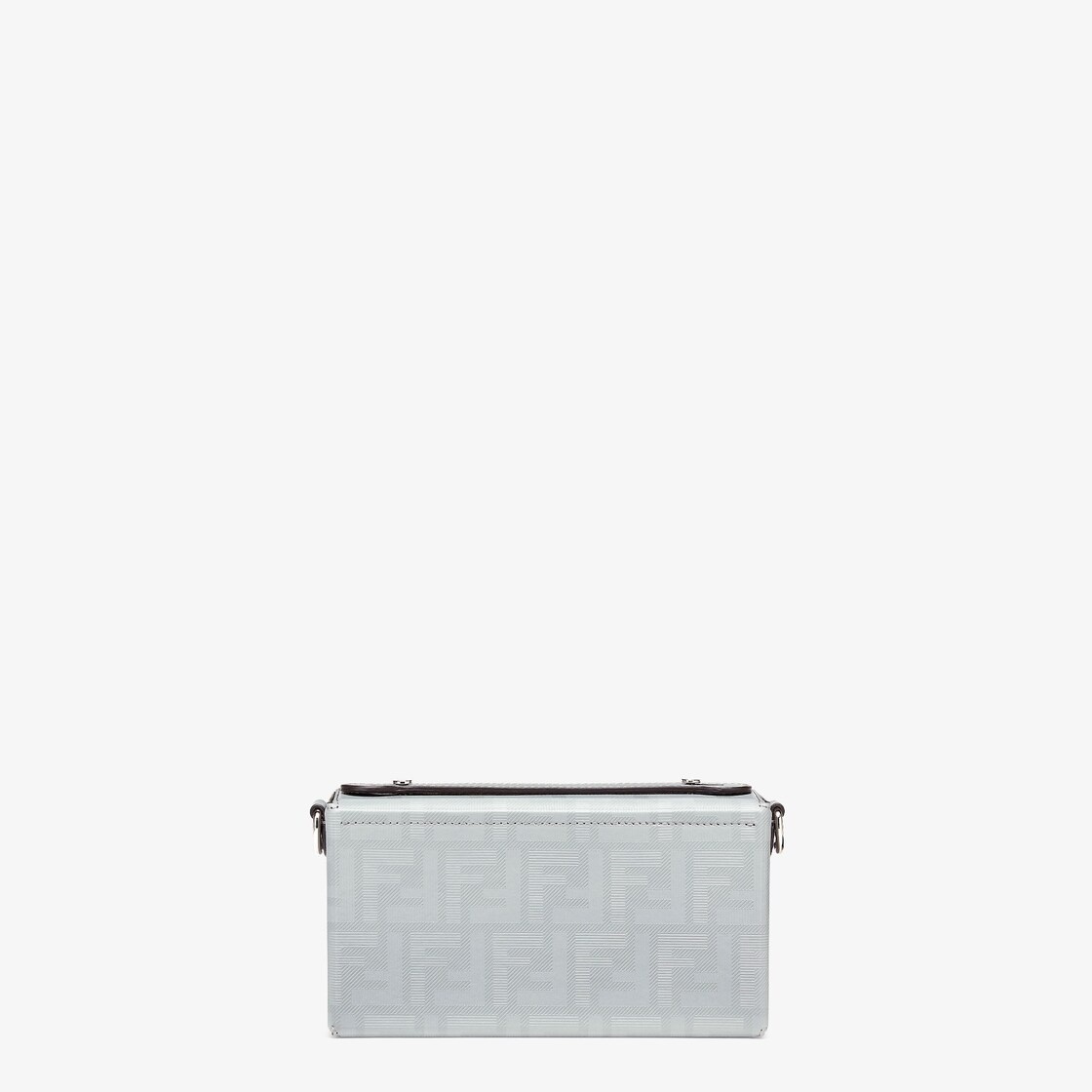 Baguette Soft Trunk bag made of light gray leather with a striped texture FF motif. Flap with magnet - 3