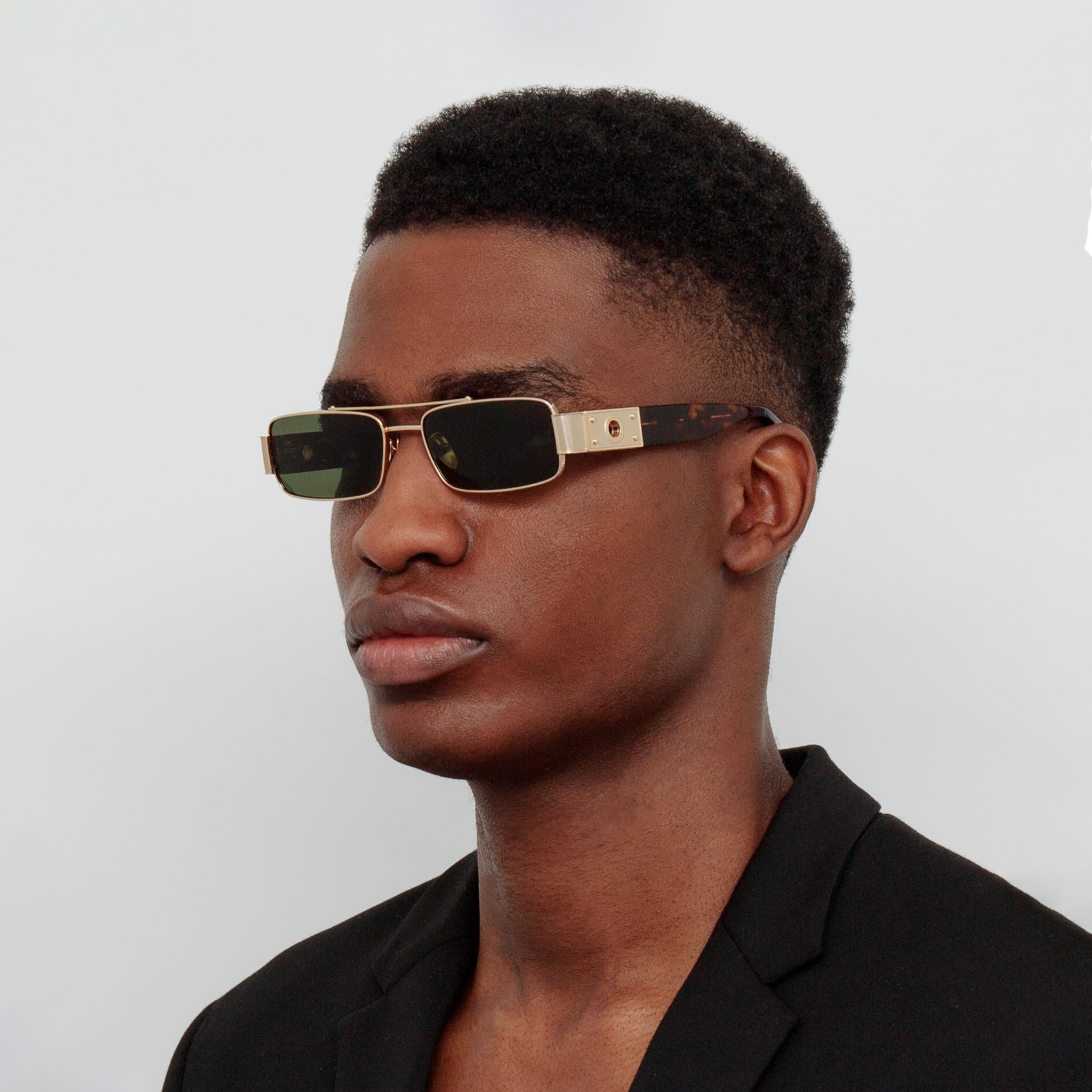 MEN'S JOEY RECTANGULAR SUNGLASSES IN LIGHT GOLD - 2