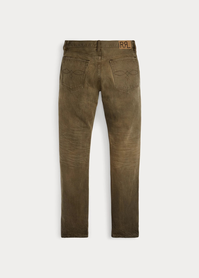 RRL by Ralph Lauren Slim Fit Distressed Brown Jean outlook