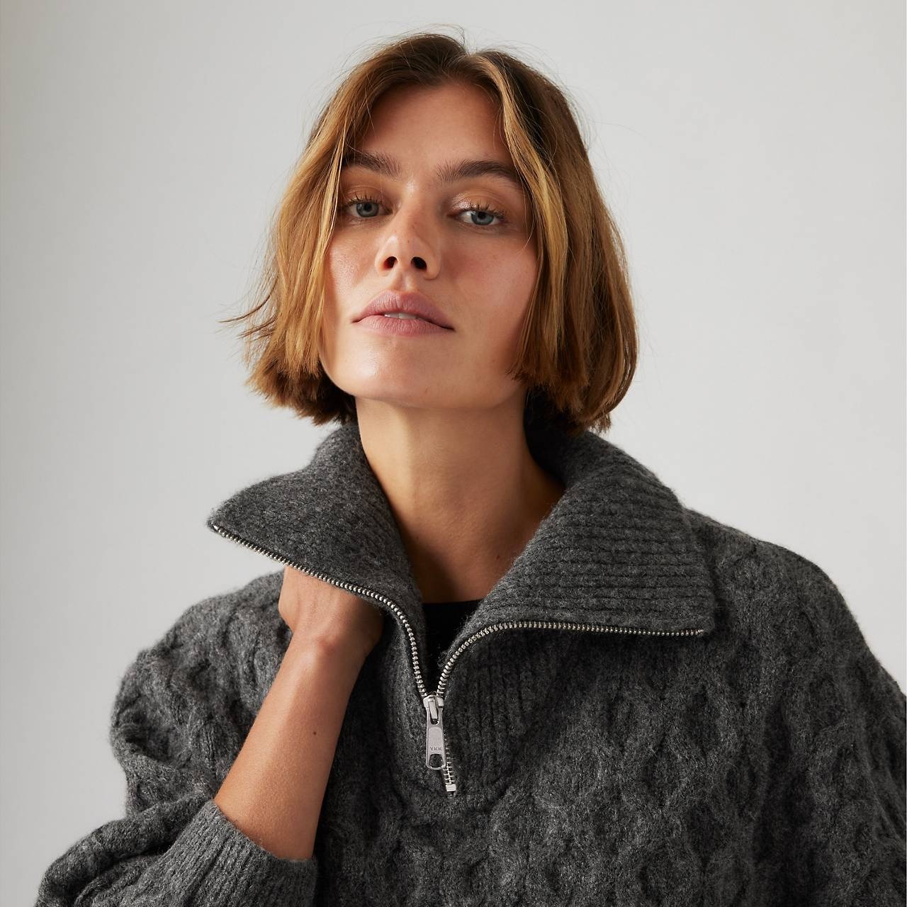 1/4 ZIP CABLE SWEATER - 4