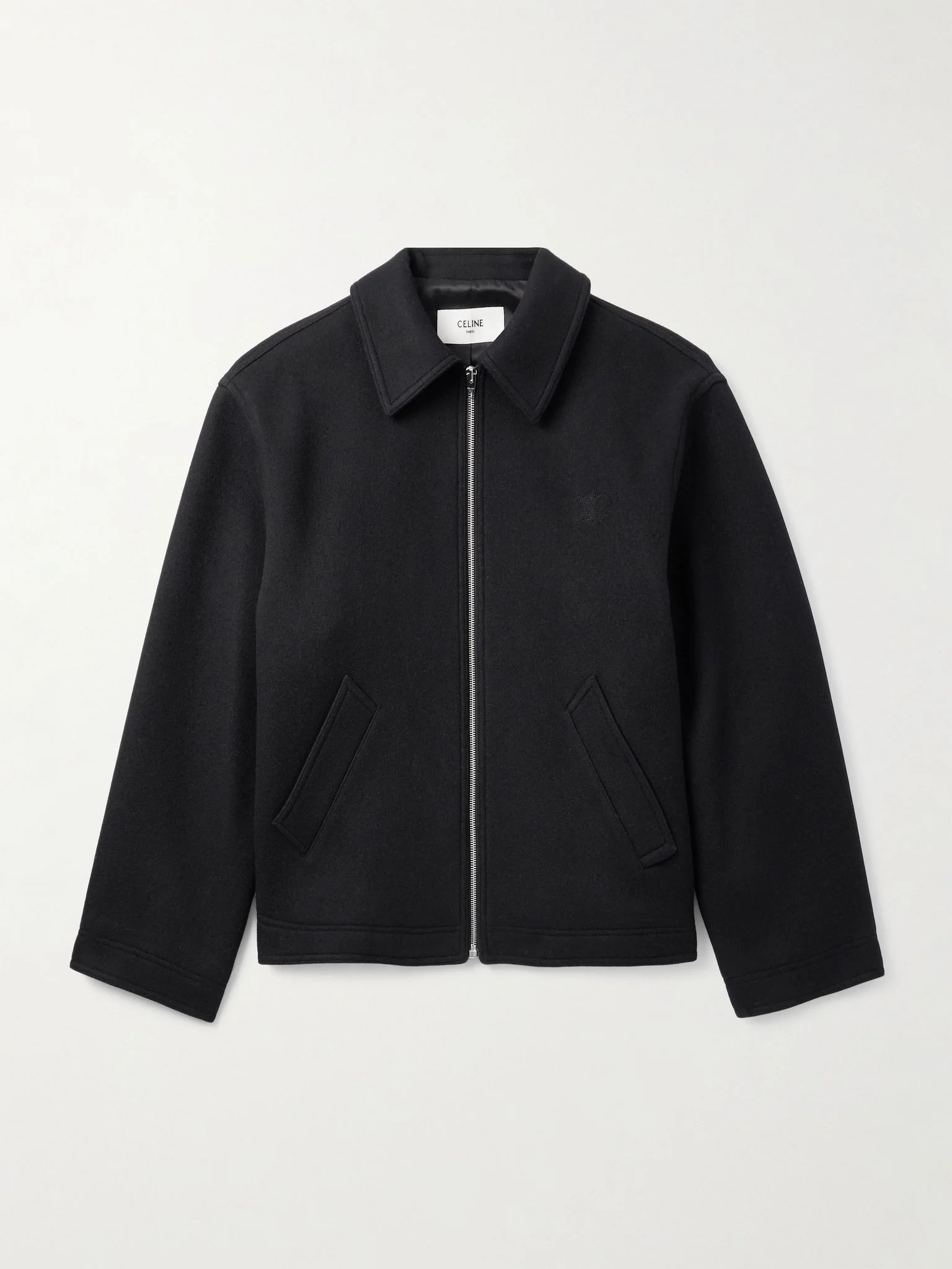 Logo-Embroidered Wool-Felt Jacket Black - 1