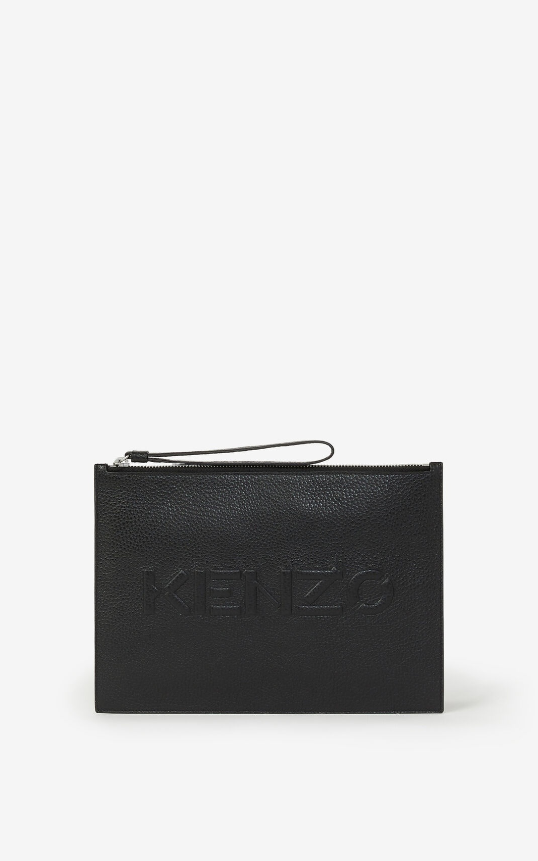 KENZO Imprint large grained leather pouch - 1