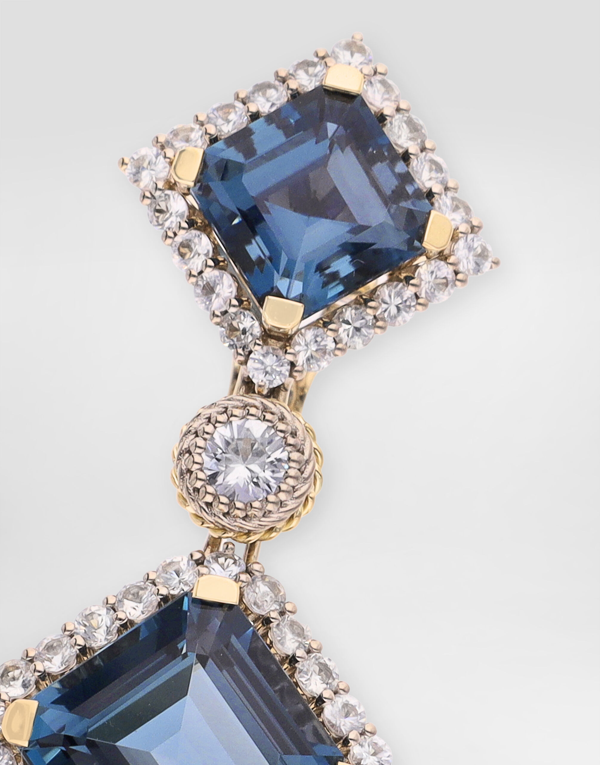 Eleganza Earrings 18-carat white and yellow gold, topazes, and sapphires - 2