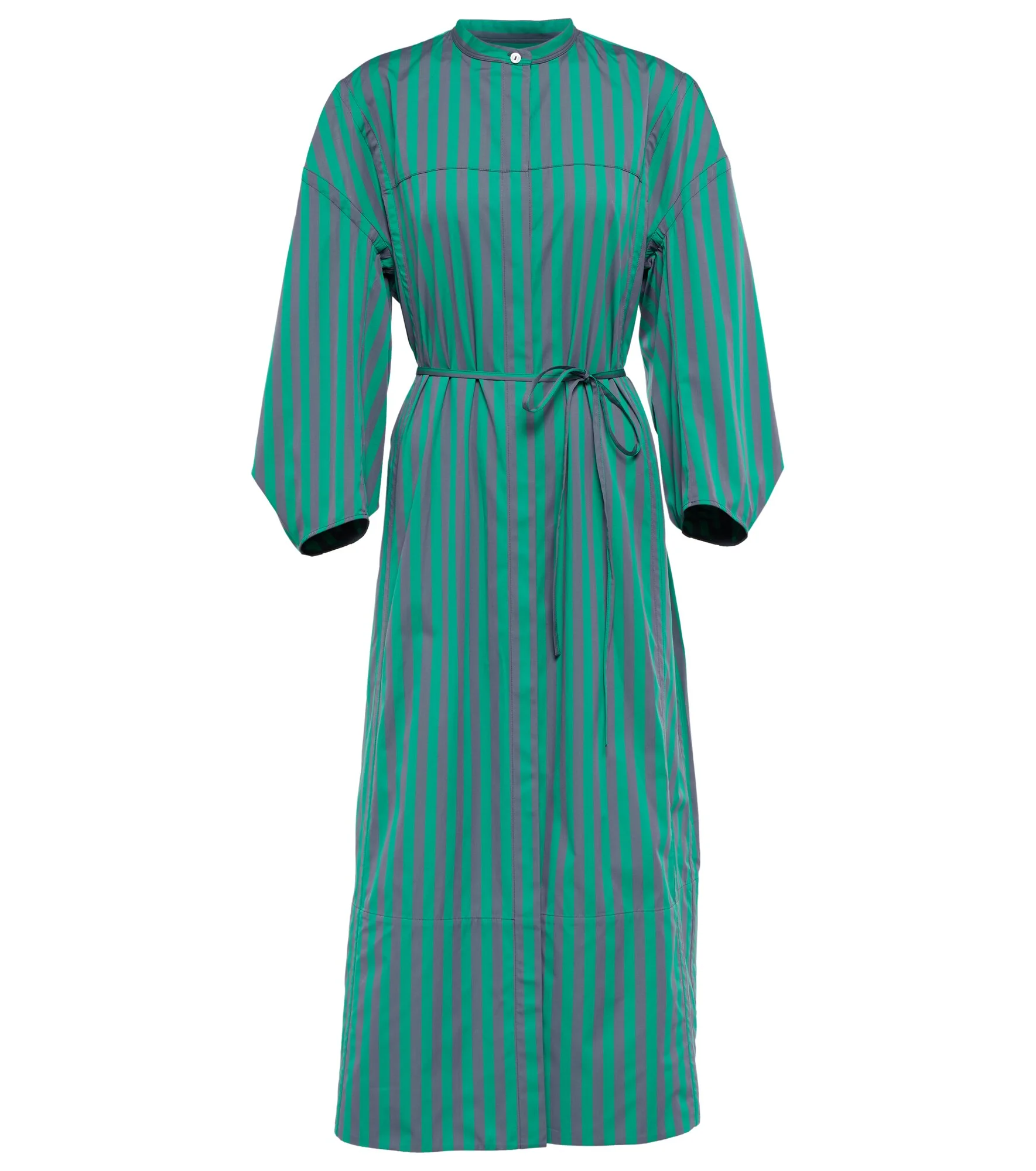 Striped cotton midi shirt dress - 1
