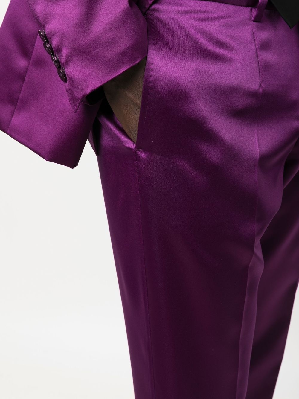 slim-cut satin-finish trousers - 5