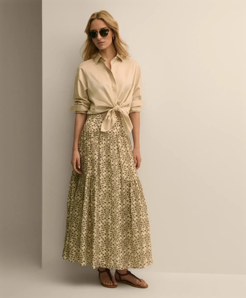 Mosaic Motif A-Line Skirt - 1