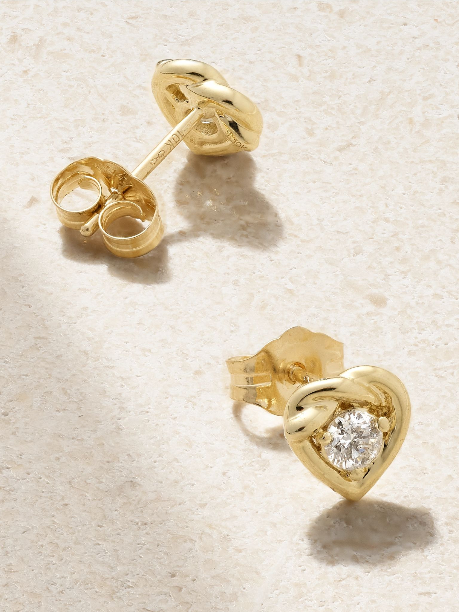Tie The Knot 10-karat gold diamond earrings Gold - 3