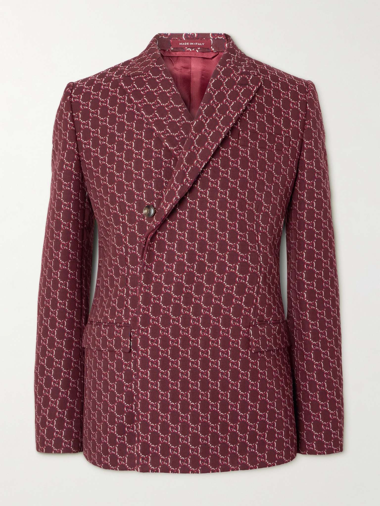 GUCCI Double-Breasted Logo-Jacquard Wool-Twill Suit Jacket