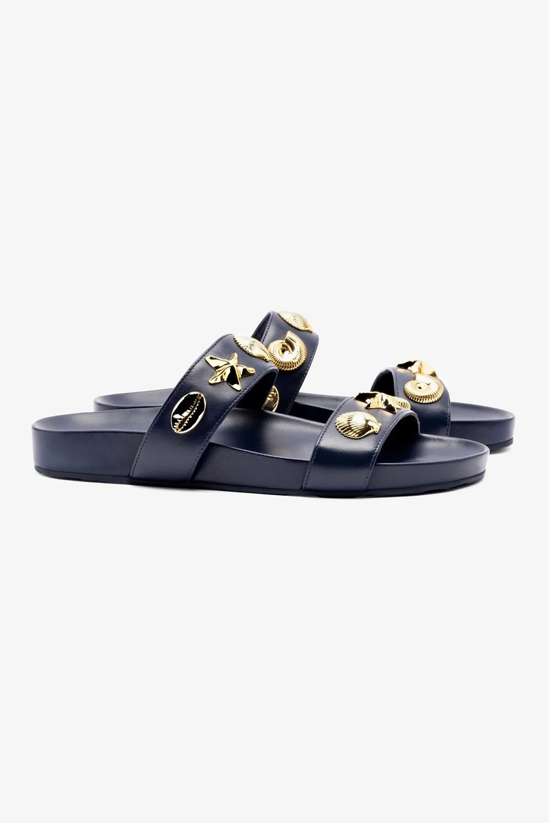 Larroudé Madison Slide In Navy Leather outlook