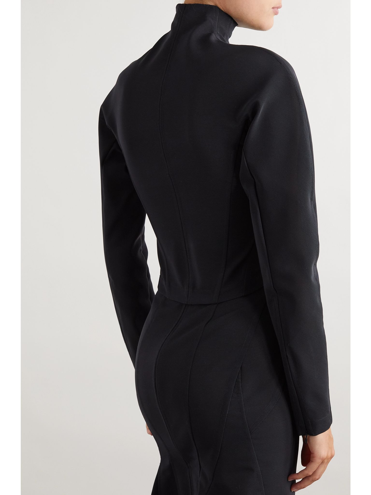 Stretch-tulle turtleneck jacket Black - 4