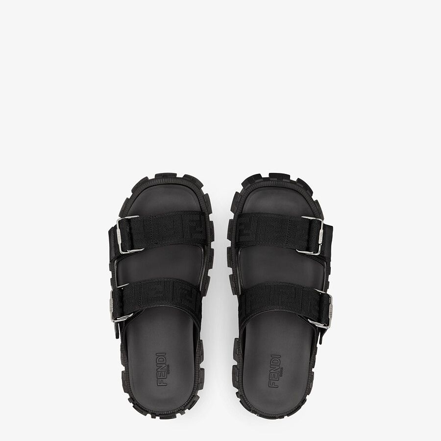 Black fabric sandals - 4