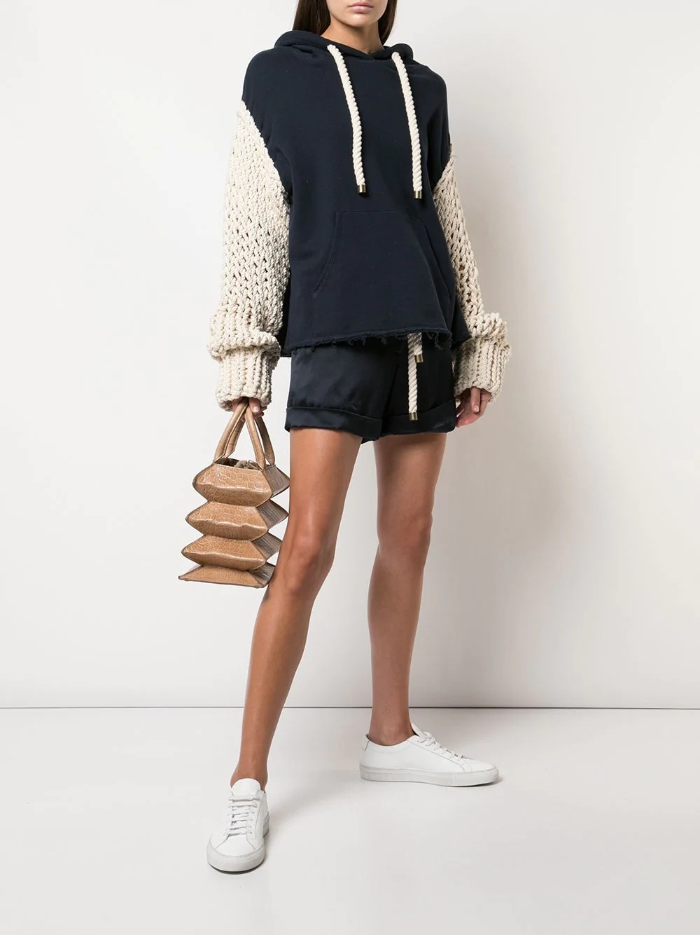 chunky sleeve hoodie - 2