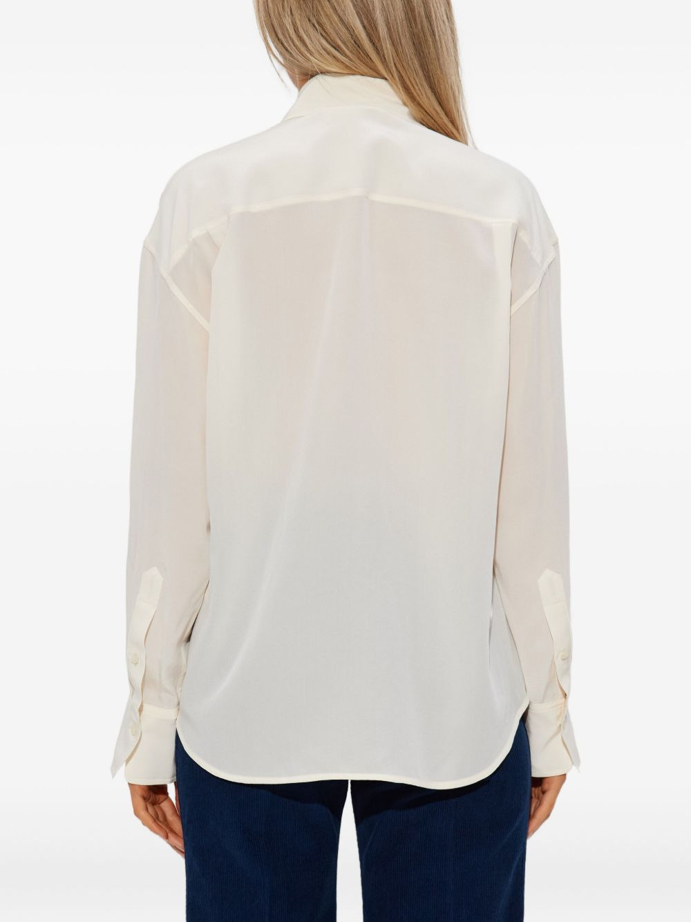 pleated-detail silk shirt - 4