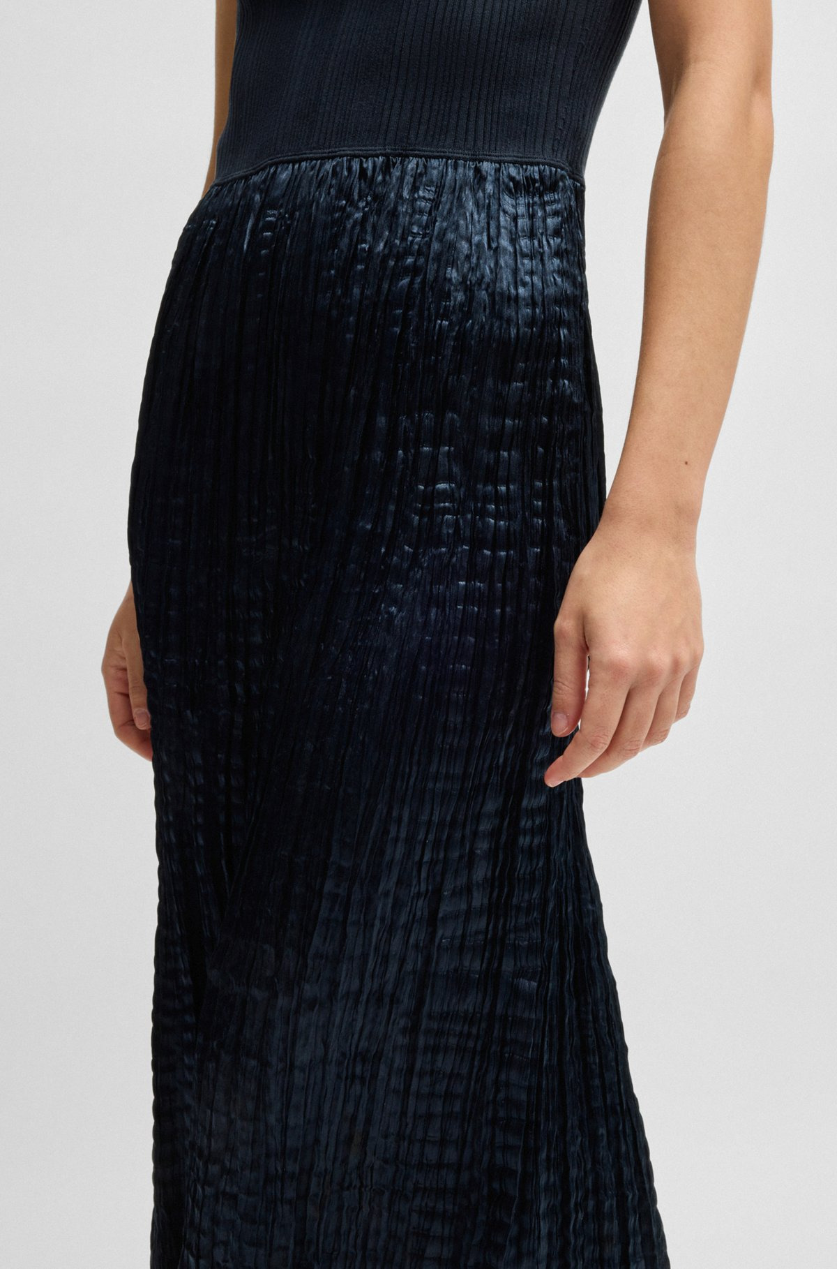 KNITTED DRESS WITH LUSTROUS STRUCTURED SKIRT - 6
