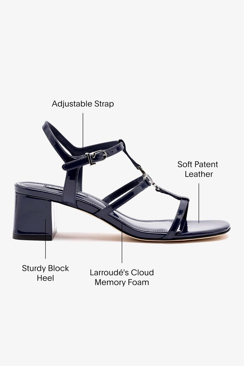 Hana Block In Navy Patent Leather 5