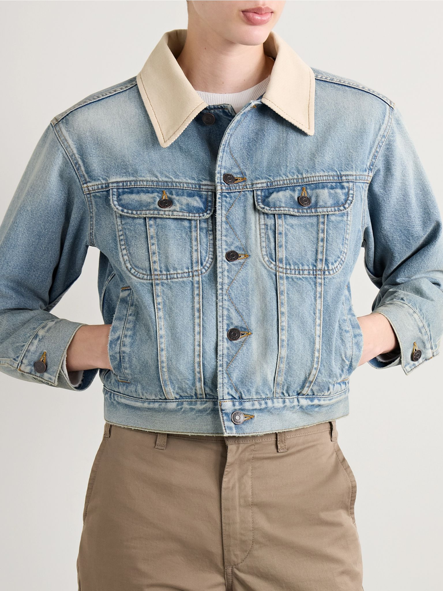 Joras twill-trimmed denim jacket Blue - 3