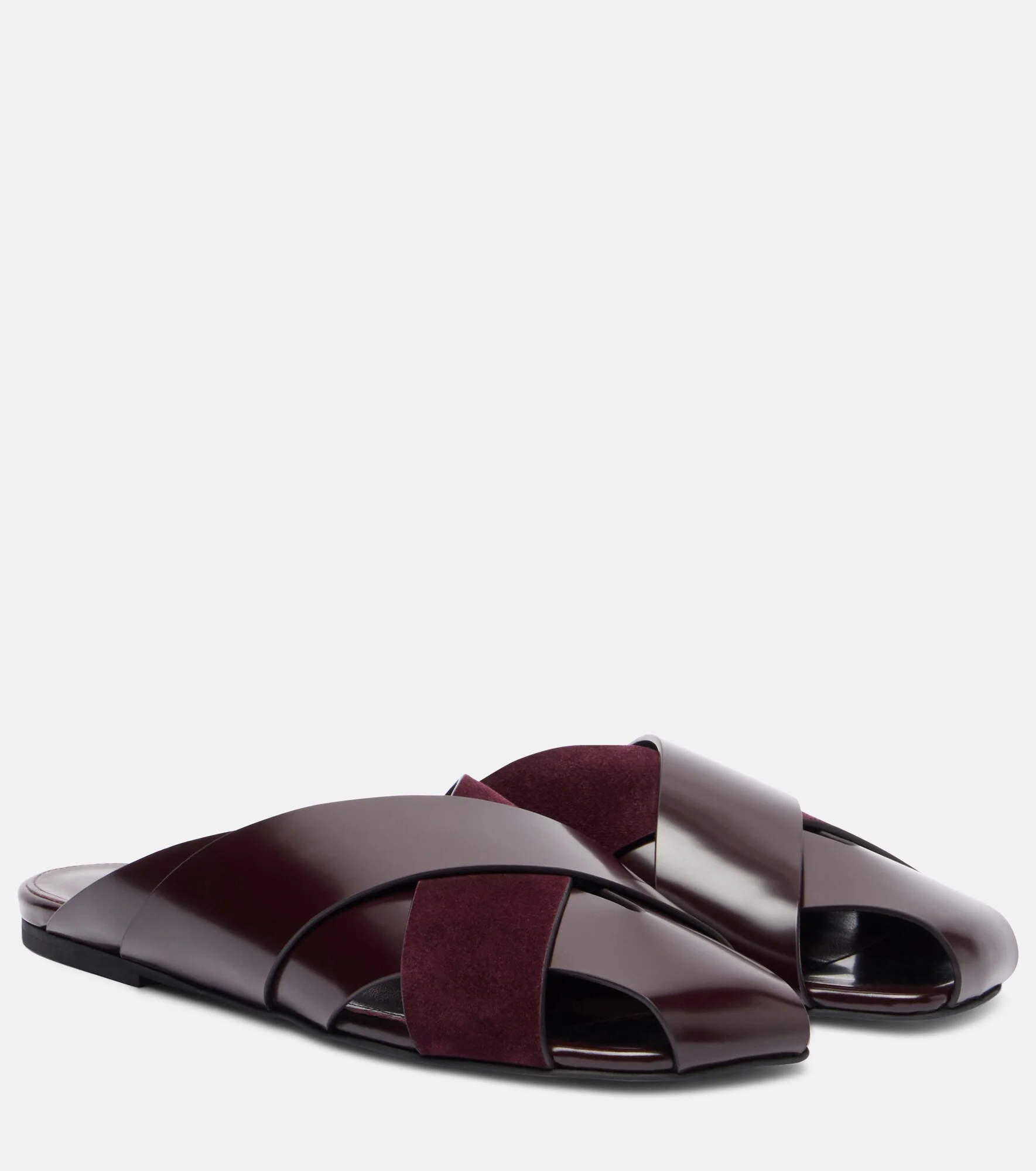 Slant leather sandals - 1