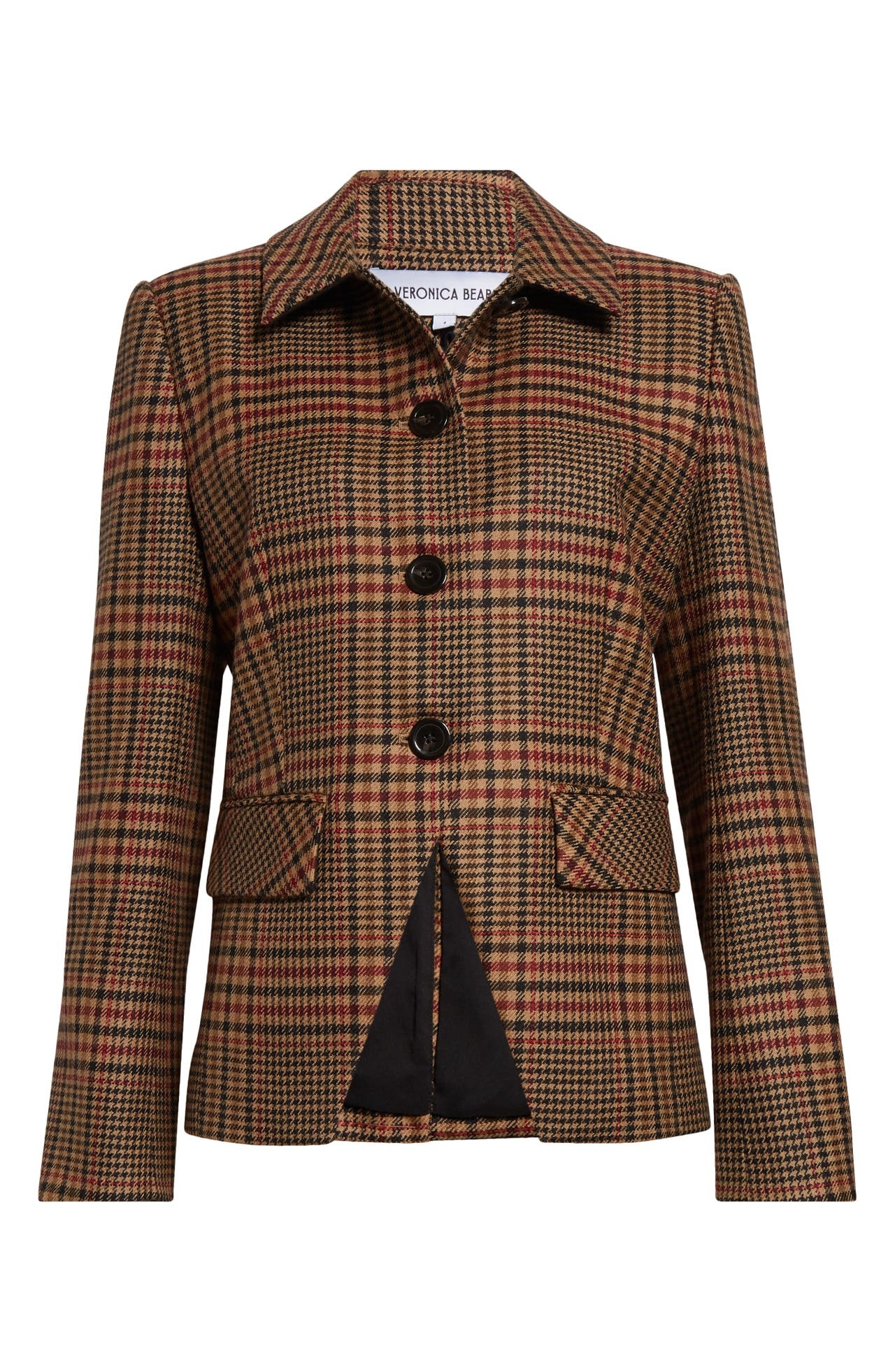 Veronica Beard Aire Houndstooth Check Wool Dickey Jacket in Camel/Black at Nordstrom - 1