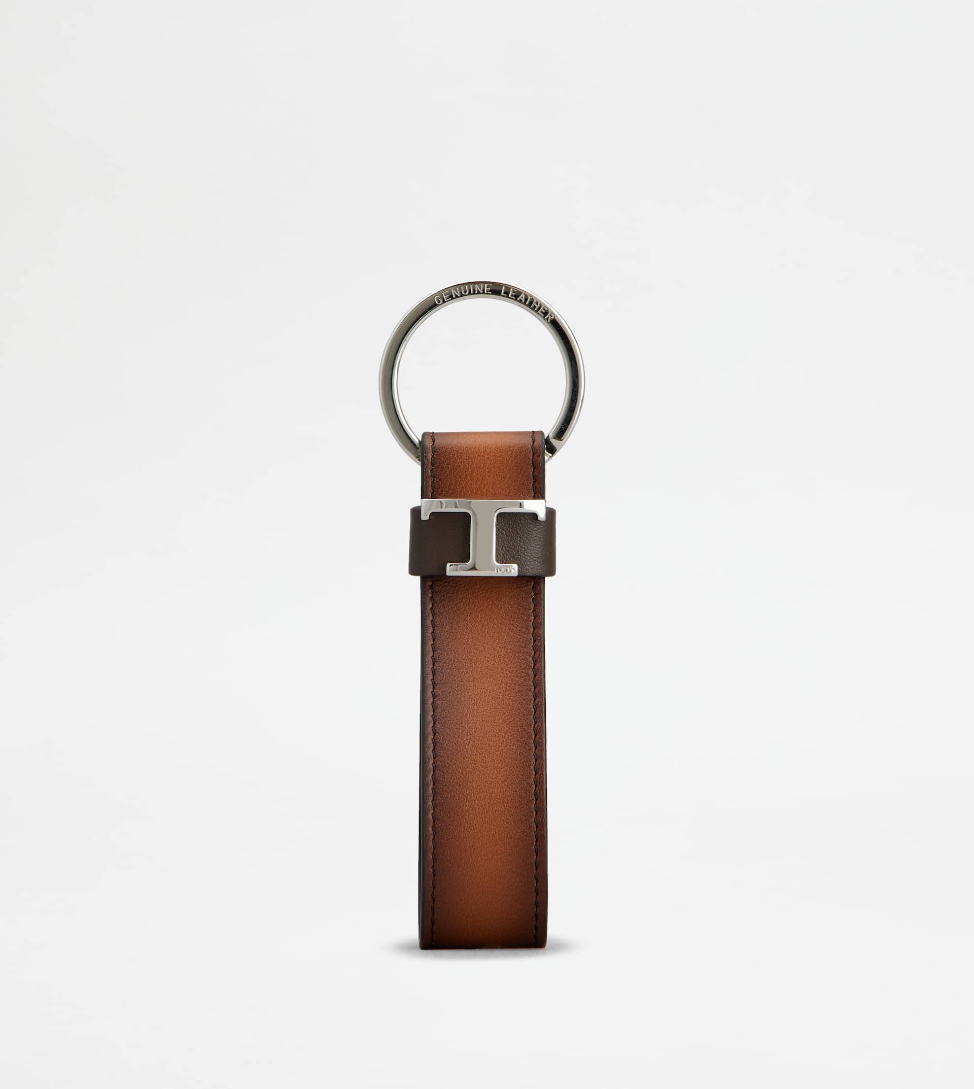 KEY HOLDER IN LEATHER - BROWN, BEIGE - 1