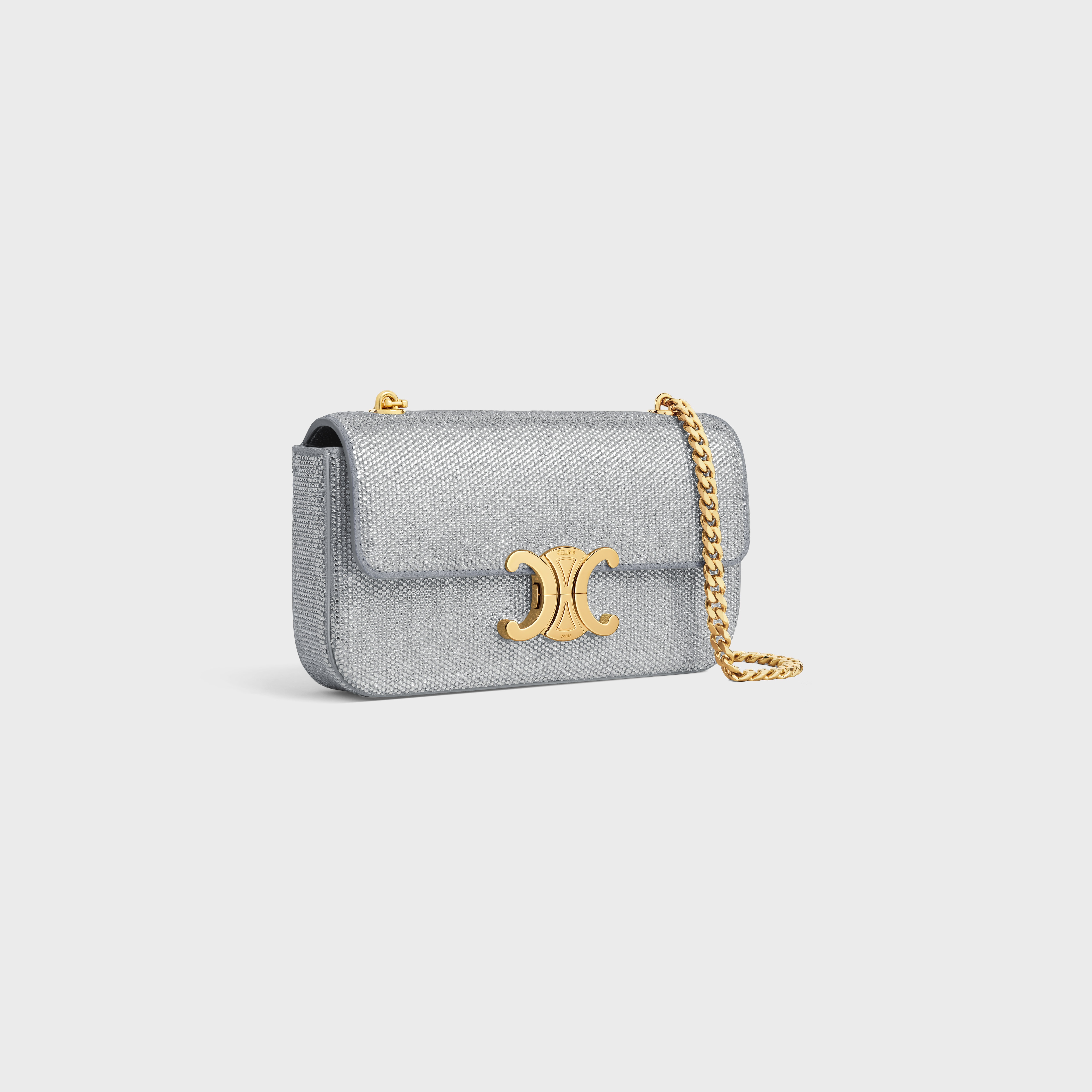 CHAIN SHOULDER BAG CLAUDE in SUEDE CALFSKIN WITH STRASS - 2