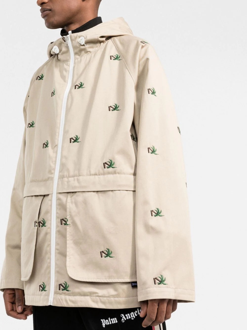 palm tree motif hooded jacket - 3