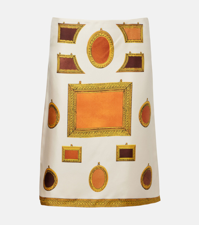 Printed silk twill pencil skirt 1