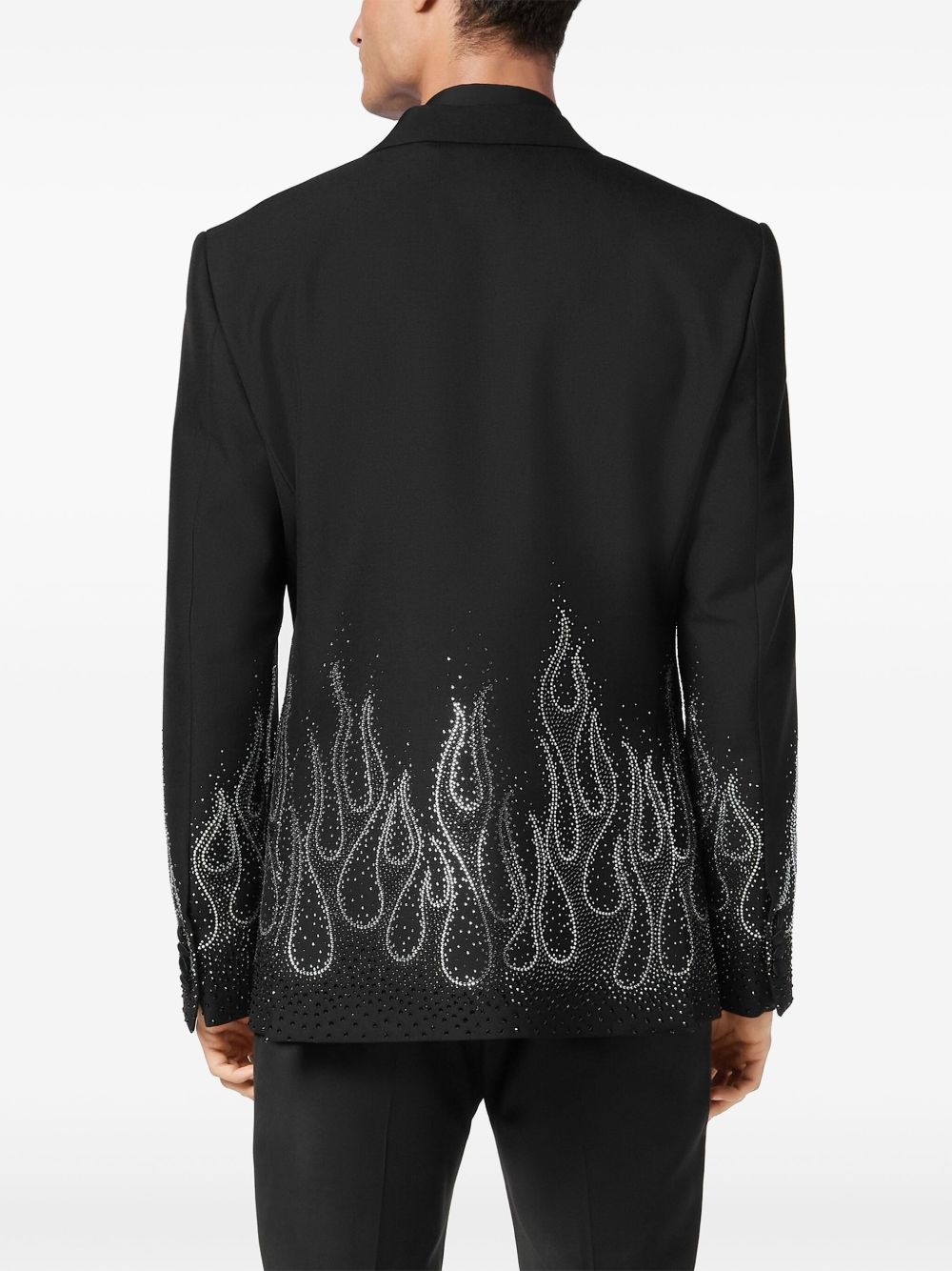 rhinestone-flame embellished blazer - 4