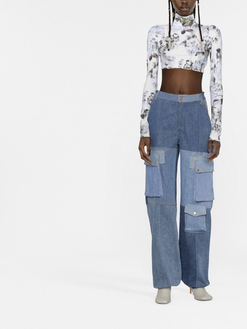 high-rise panelled jeans - 2