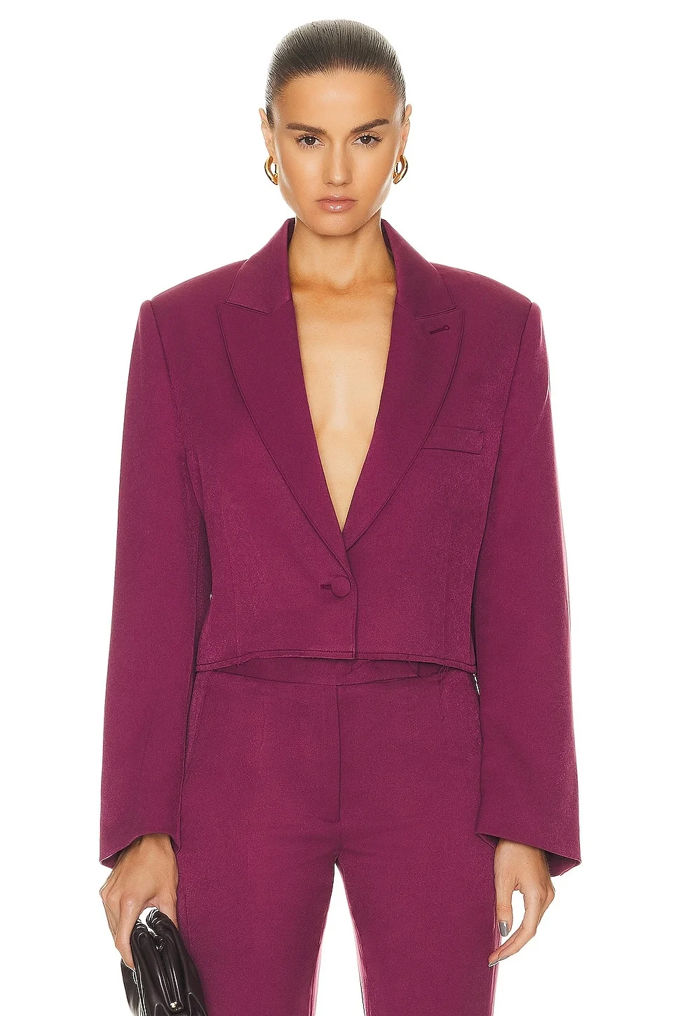 Cropped Single Breasted Blazer - 1