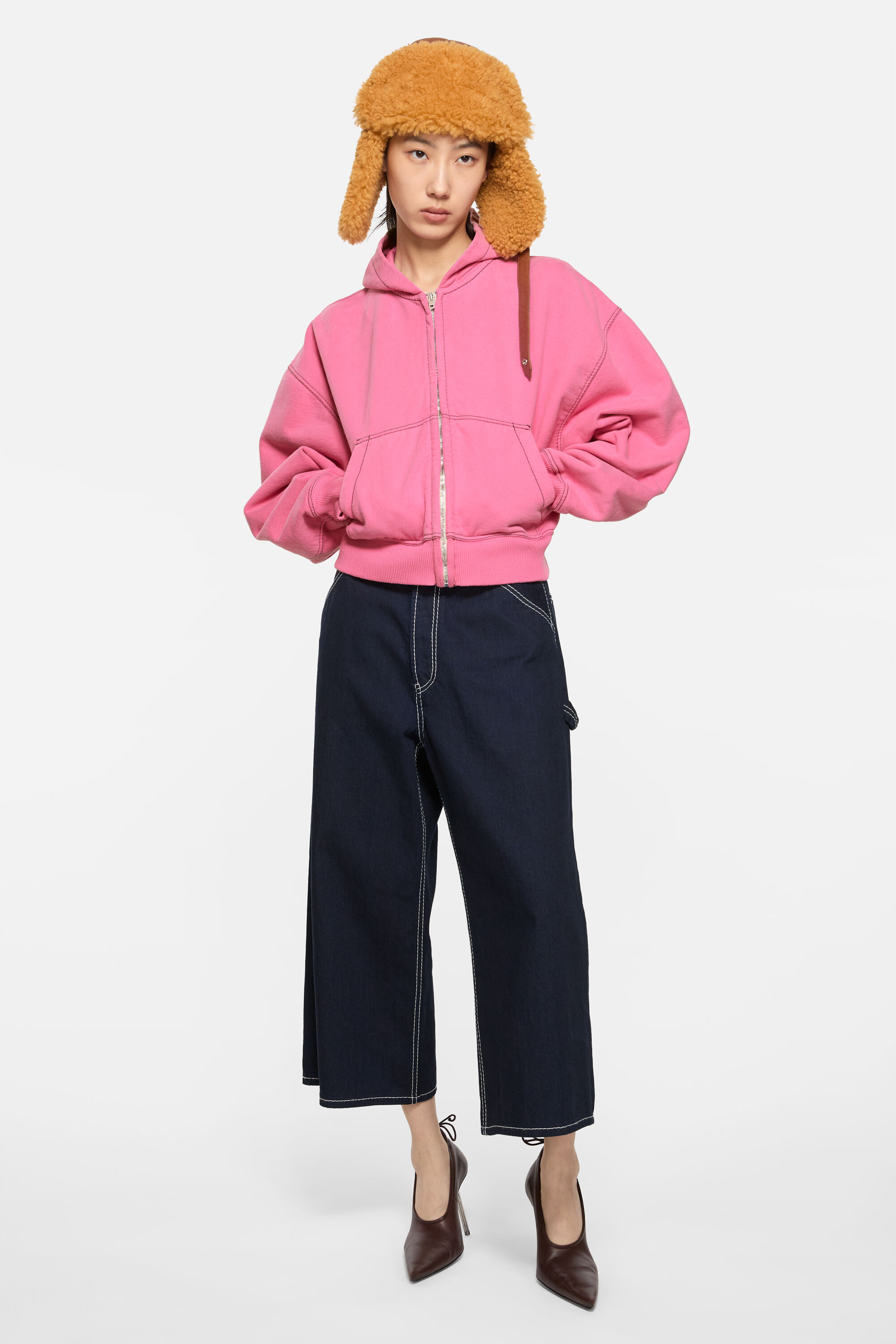 Hooded zip-up sweater - Pink - 3