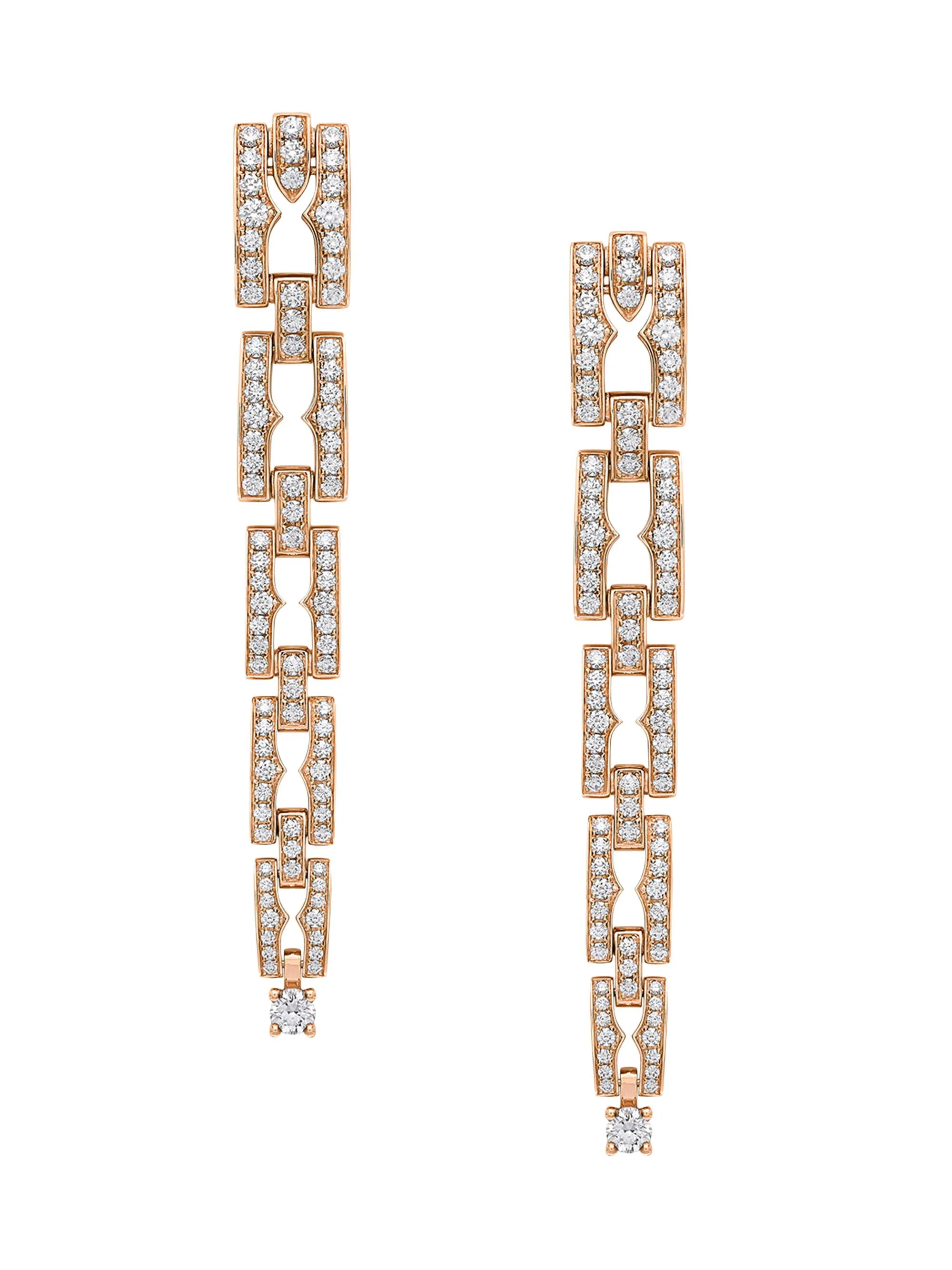 Women's B. zero1 18K Rose Gold & 1.41 TCW Diamond Chain Earrings - Pink Gold - 1