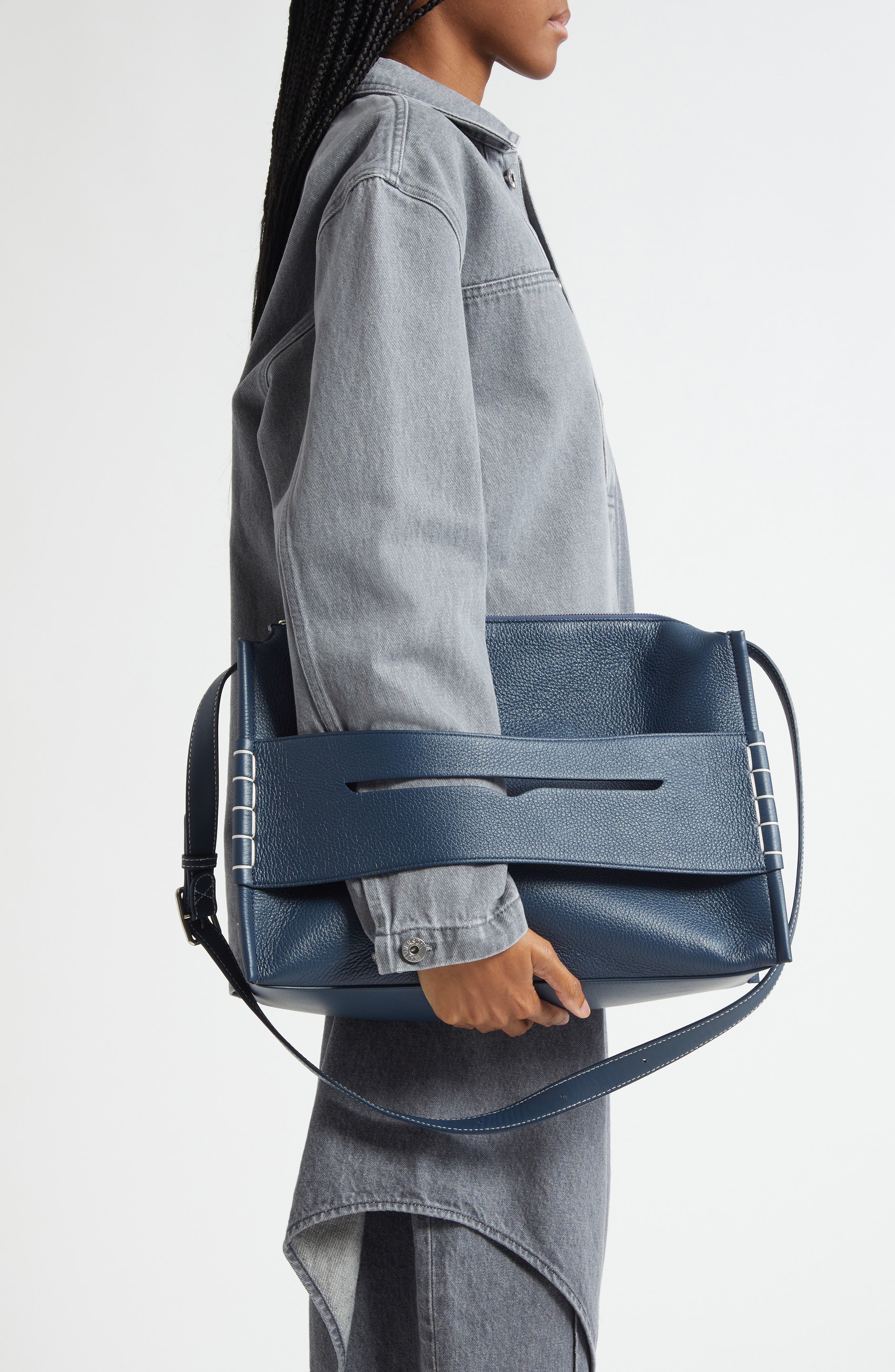 JW Anderson Loafer Suede Messenger Bag in Denim Blue 820 at Nordstrom - 2
