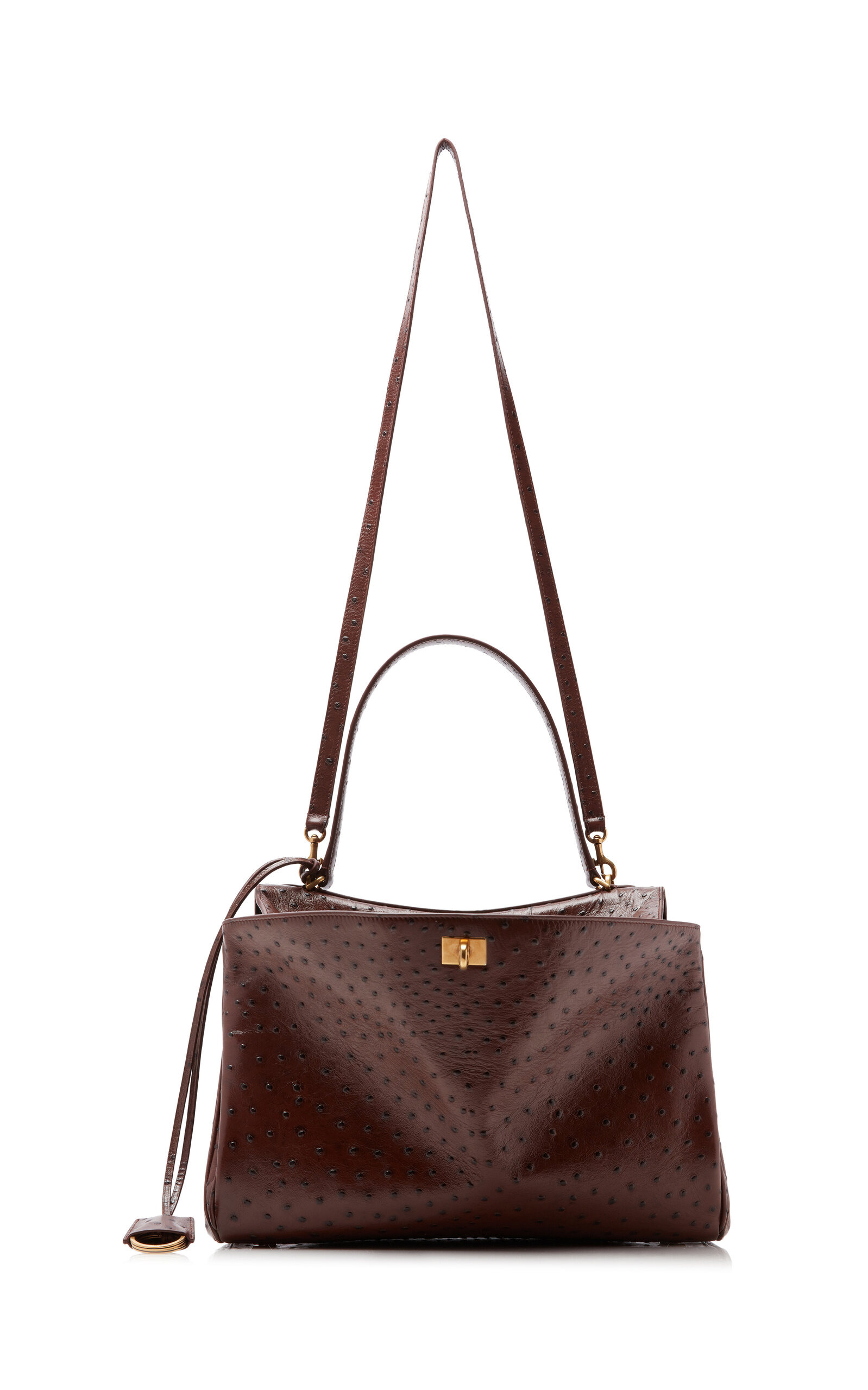 Rodeo Medium Faux Ostrich Leather Bag brown - 6